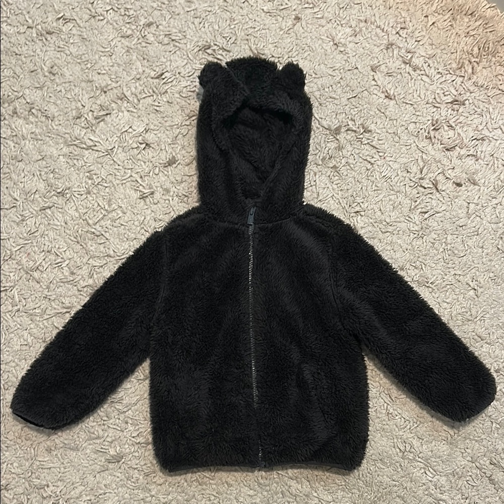 Cozy Black Fuzzy Hooded Jacket